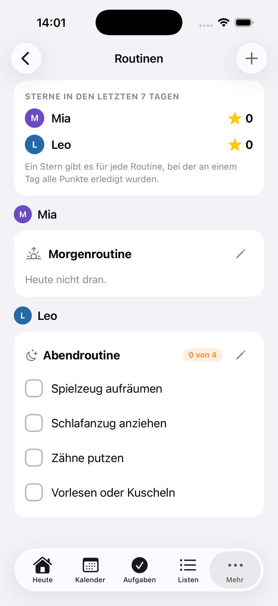 Routinen für Kinder